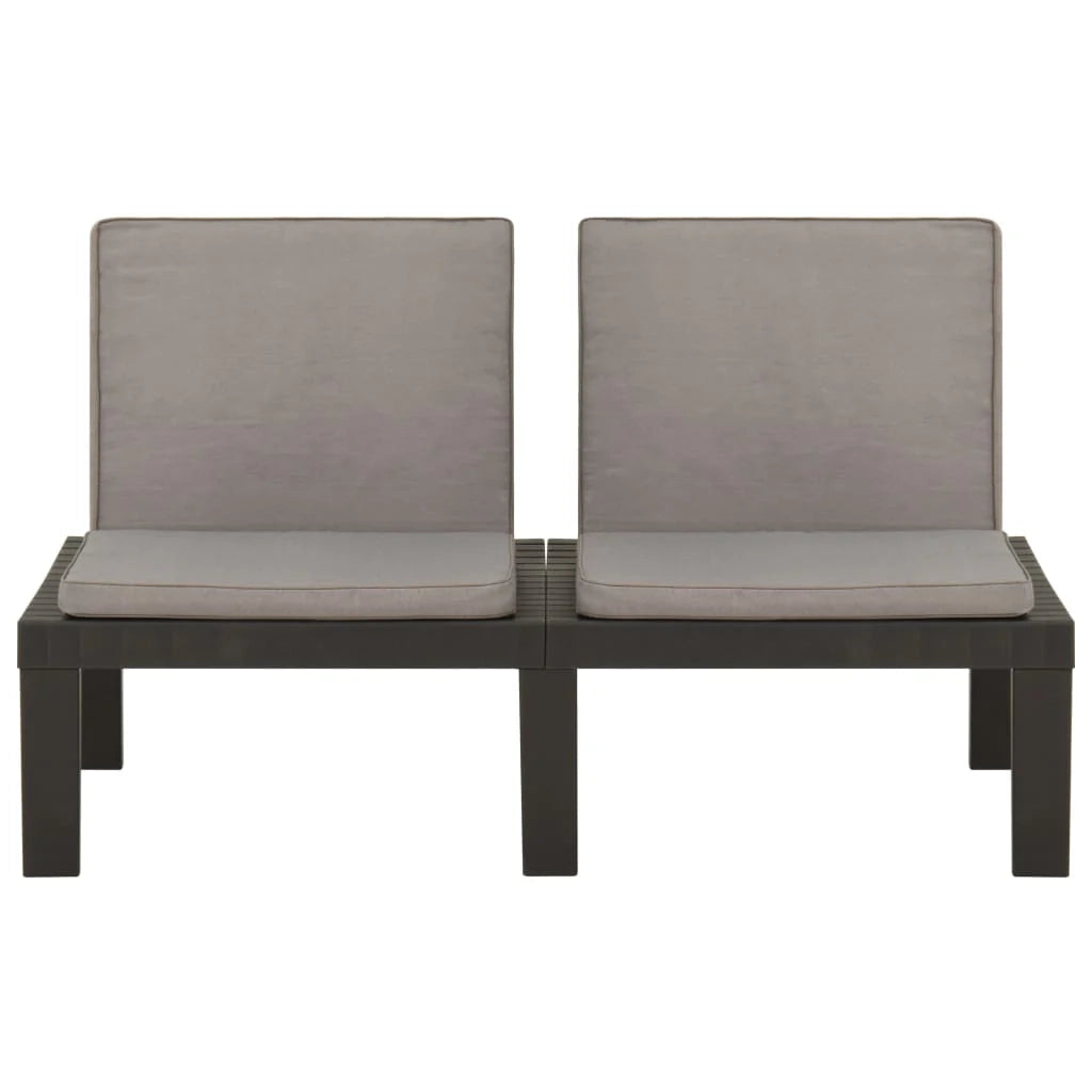 Panca da giardino mobili da esterno per patio set da giardino con cuscino in plastica grigia 02_0011813
