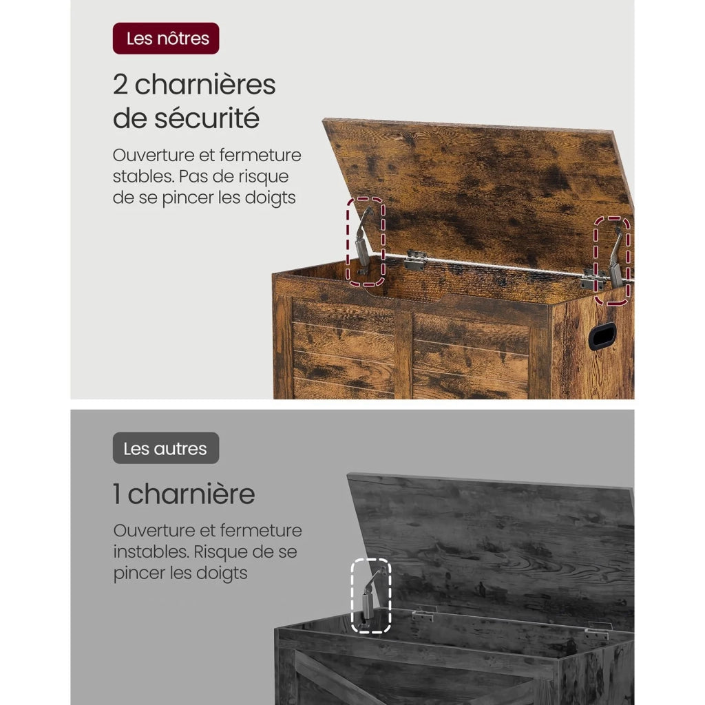 Cassapanca portaoggetti da interno scarpiera pouf panca portaoggetti per bambini con cerniere di sicurezza stile moderno 100 x 40 x 46 cm marrone 12_0005146