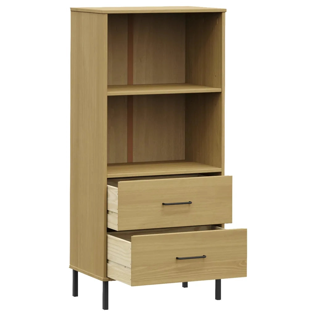 Libreria 2 Cassetti Marrone 60x35x128,5 cm Legno Massello OSLO 351009