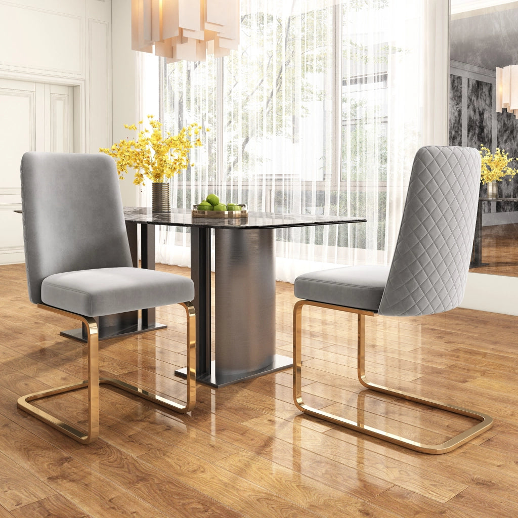 SEDIA in velluto grigio, Set da 4 pezzi