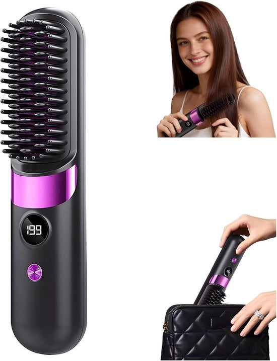 Stylo di capelli portatile con schermo LCD e display di temperatura per capelli, mini rasoio da viaggio veloce riscaldamento nero