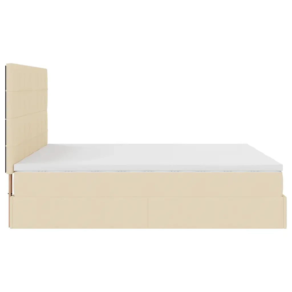 Struttura Letto Pouf con Materassi Crema 160x200 cm in Tessuto 3314539