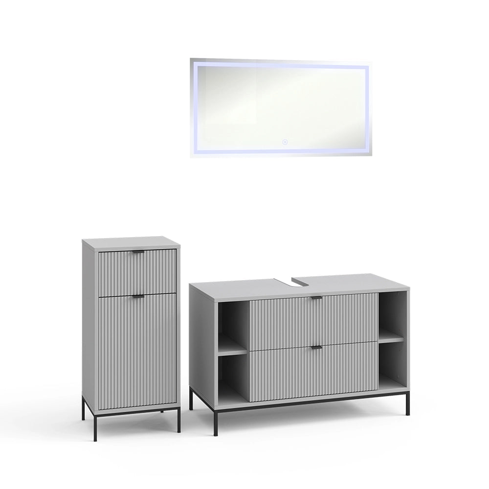Vicco Set di mobili da bagno Grigio 3 parti