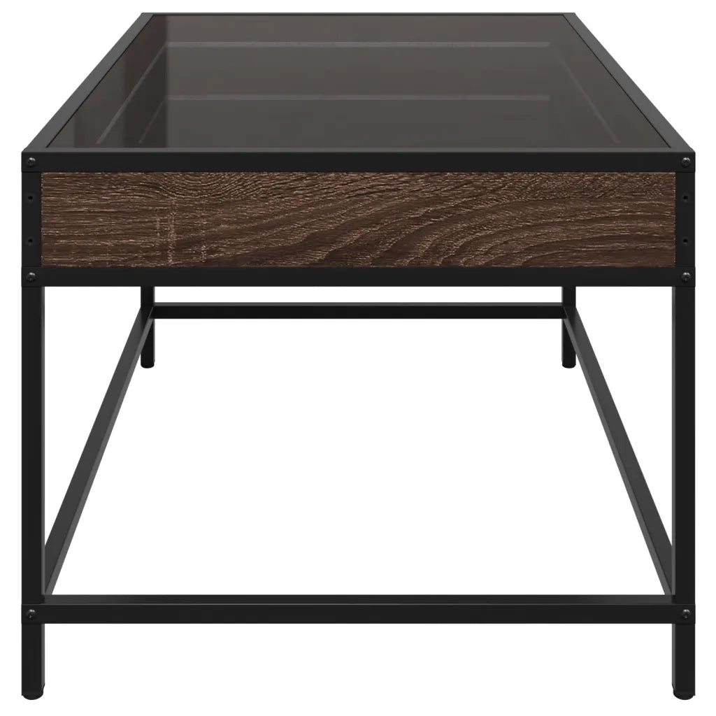 Tavolino da Salotto con LED Infinity-Tavolino da soggiorno Rovere Marrone 70x50x41 cm
