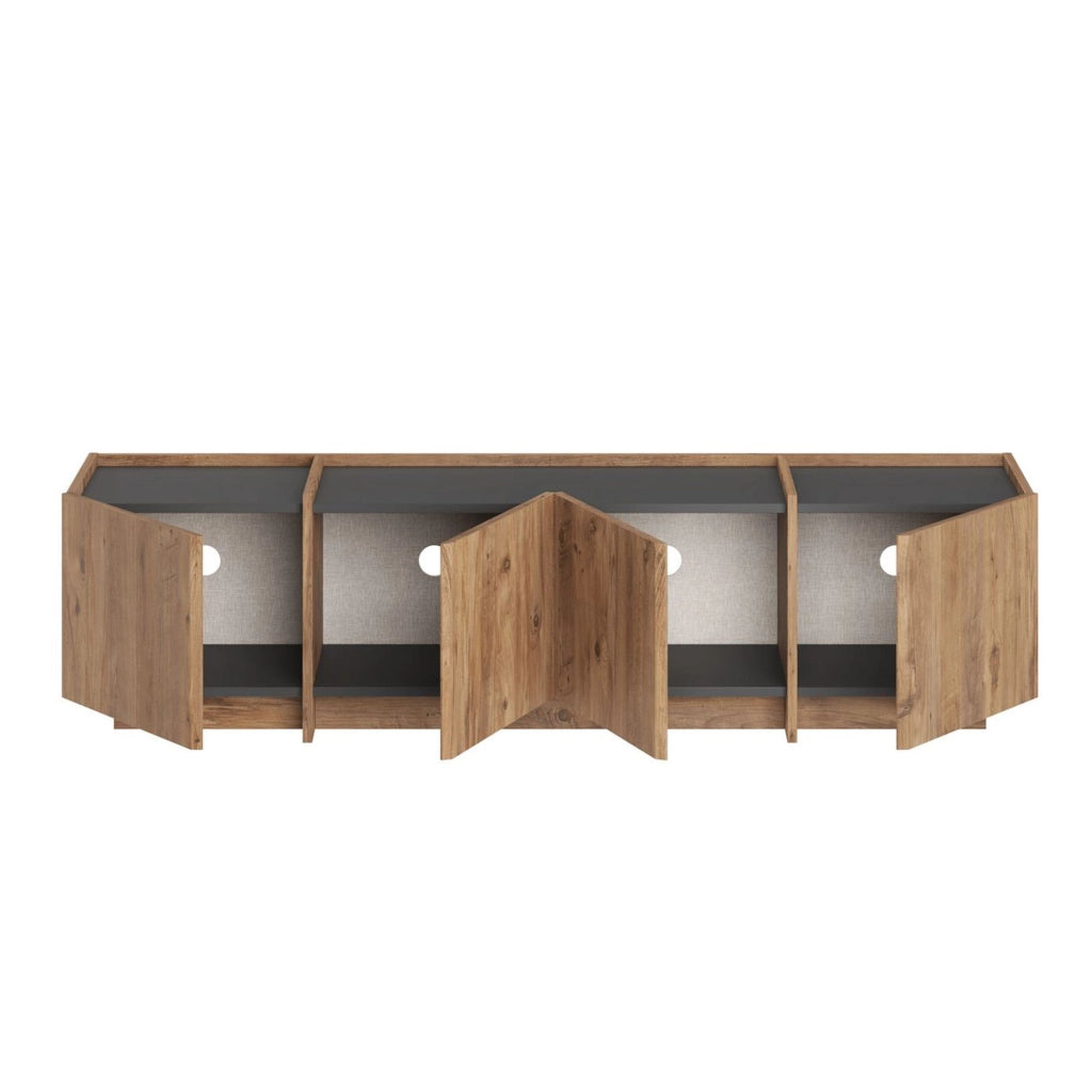 Nokarara, Mobile Porta tv Apertura a Ribalta, 180x35x46h cm Marrone Rovere Nodi
