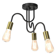 Plafoniera industriale metallo nero-oro Dow 3xE27 Luminex