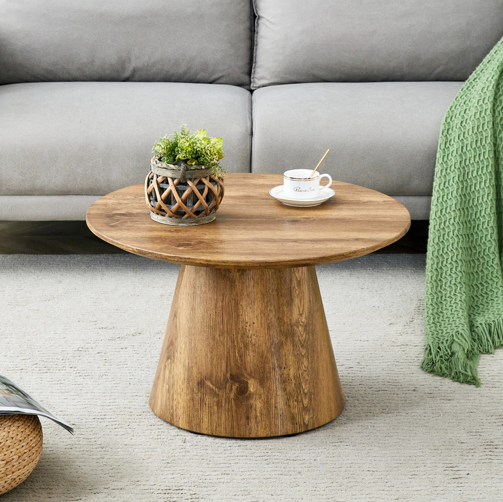 Tavolino rotondo in MDF effetto legno; resistente fino a 120 kg; naturale