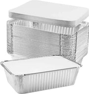 Scaletta in alluminio con coperchio di cartone - 700 ml - 50 pezzi - contenitore monouso - adatto per cucinare, cuocere in forno, grigliare, congelare e conservare alimenti
