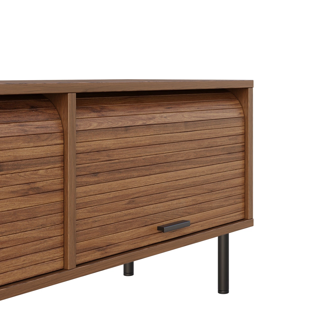 Mobile TV con 3 ante scorrevoli verso l'alto e 4 vani - per soggiorno - 180x40x55 cm - in MDF e PB - noce
