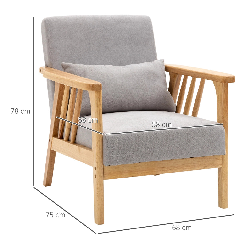 EasyComfort Poltrona Moderna con Rivestimento Vellutato e Struttura in Legno, 68x75x78cm, Grigio