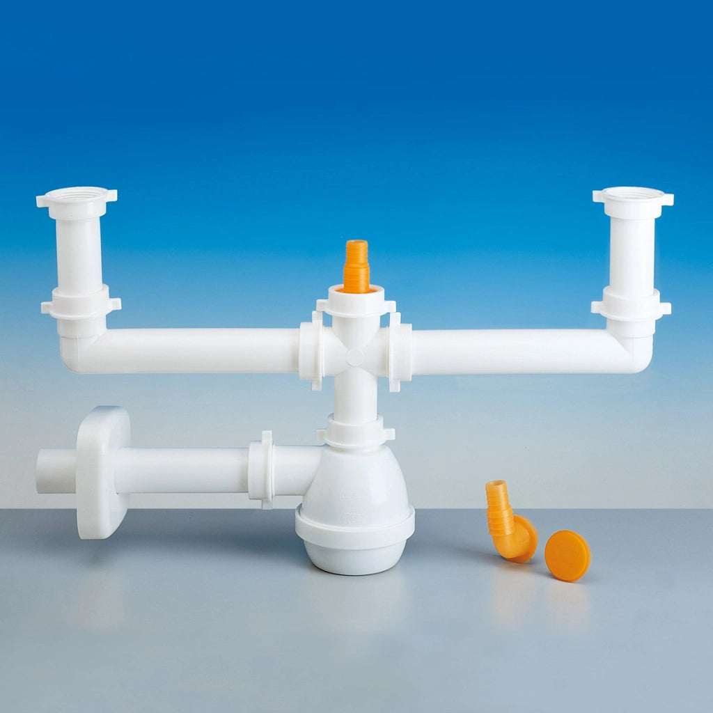 SIFONE 2 VIE SENZA PILETTA PER LAVELLO ACCIAIO/CERAMICA CON ATTACCO LAVASTOVIGLIE 11/2ø40   LIRA SPA