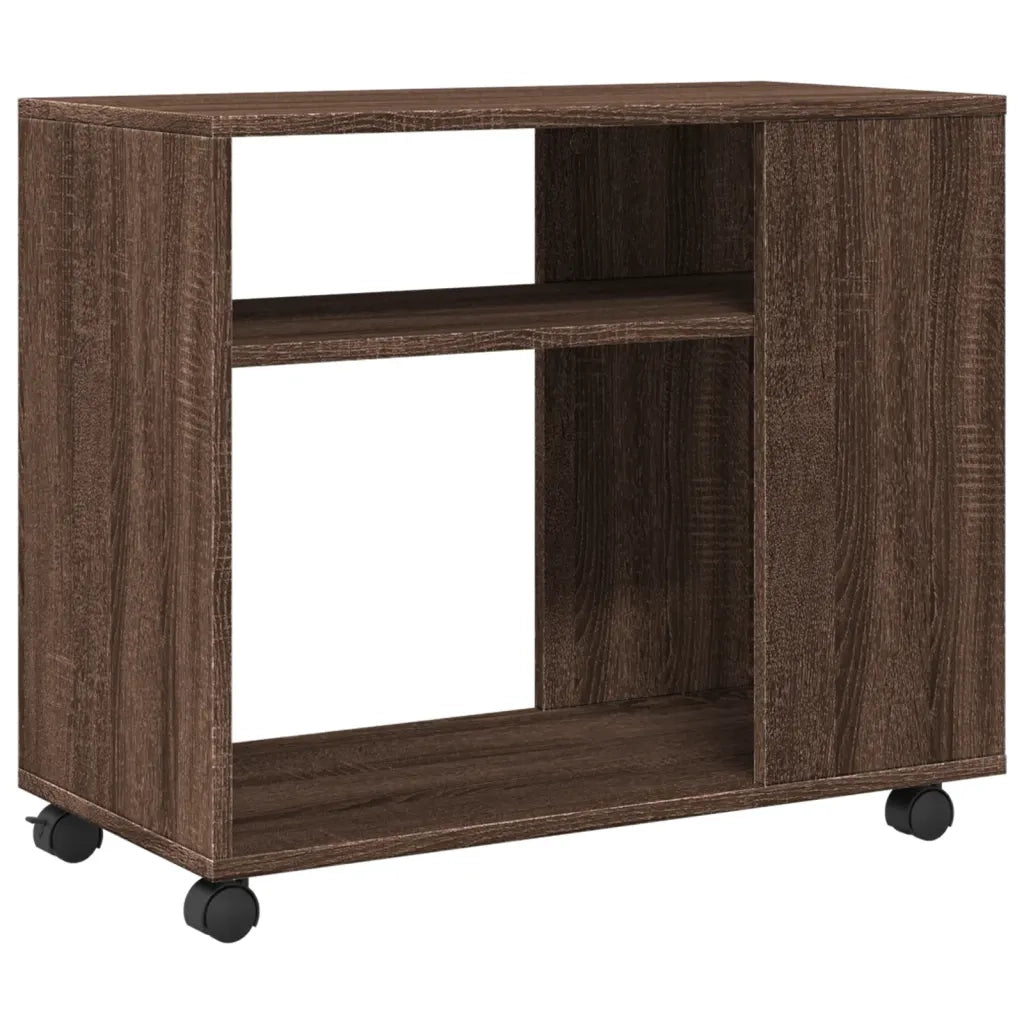 Tavolino con Ruote-Tavolino da soggiorno-Tavolo Rovere Marrone 70x35x60 cm in Truciolato