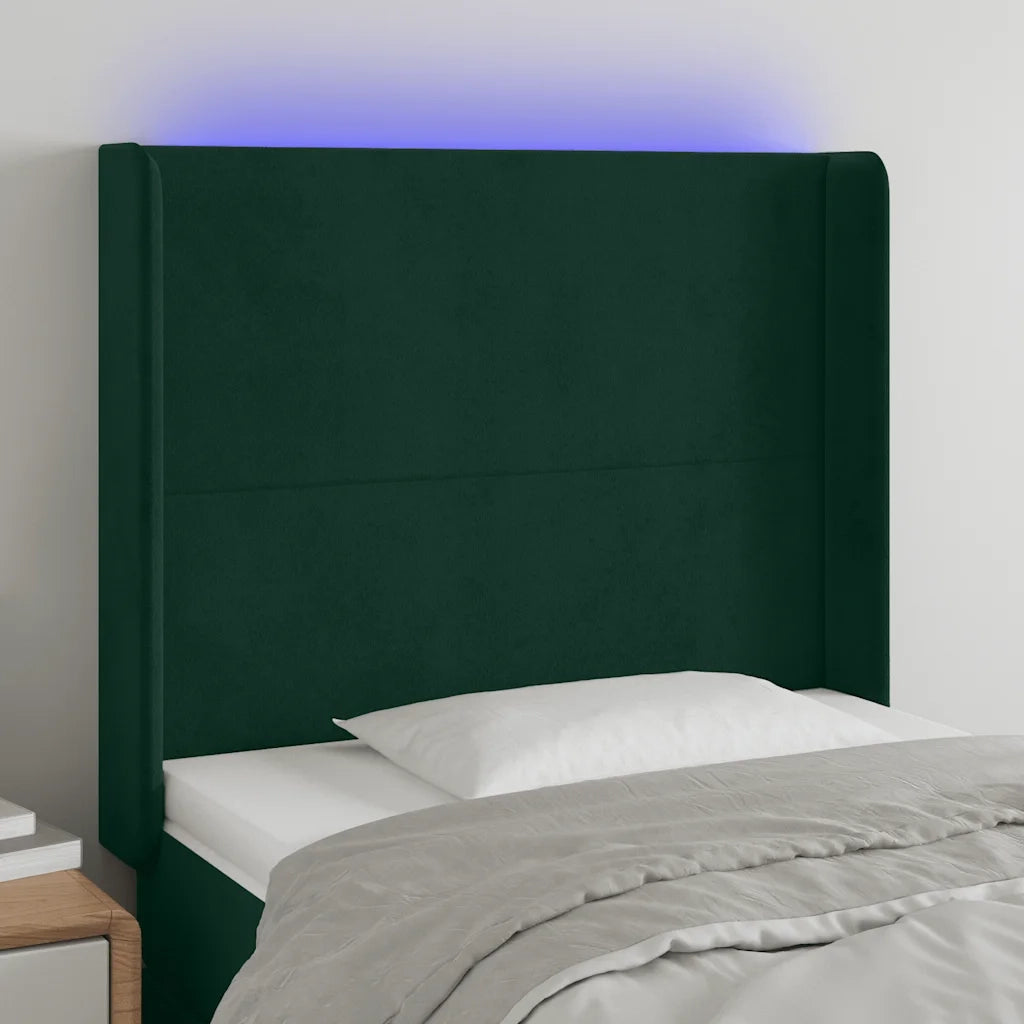 Testiera a LED Verde Scuro 103x16x118/128 cm in Velluto 3123813