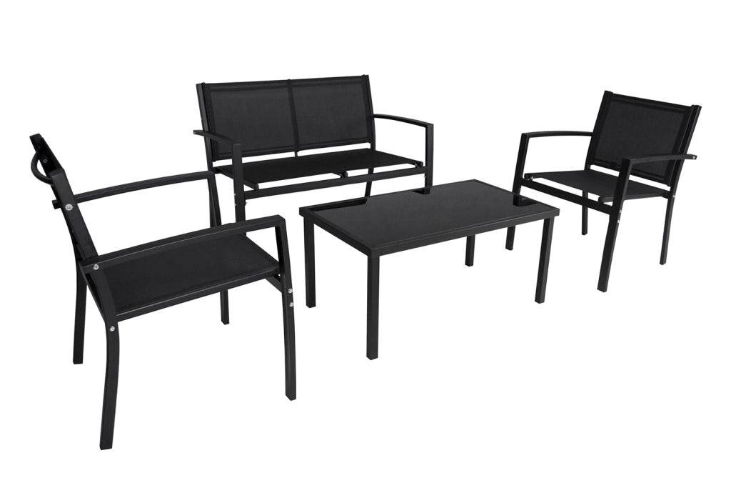 Set salotto da giardino in textilene nero, salotto da esterno - Capri - ST10CA