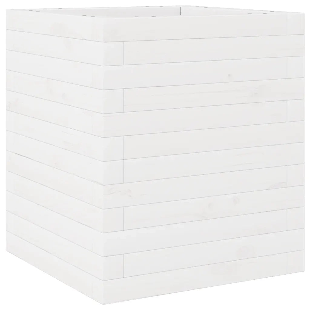 Fioriera | Cassetta per fiori | Vaso da Giardino Bianca 40x40x46 cm Legno Massello di Pino