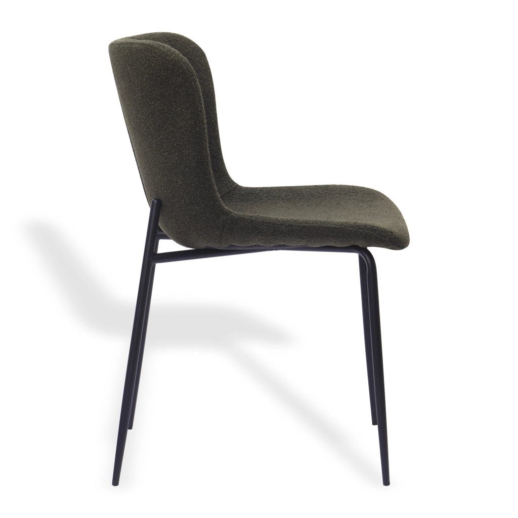 Sedia da pranzo Set da 2 con Schienale Alto Arrotondato e Design Ergonomico in Tessuto Verde 68 × 51 × 50 cm
