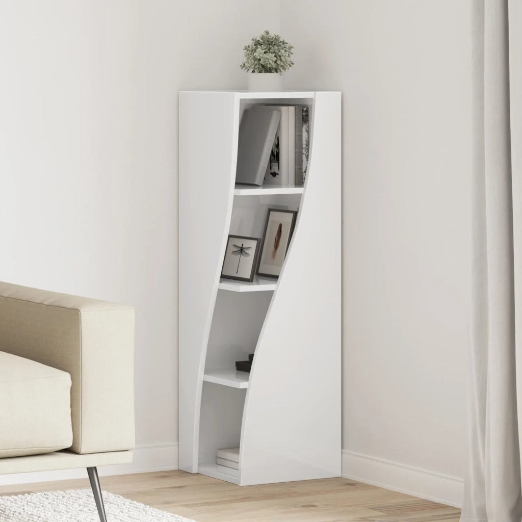 Mobile angolare 32x32x102cm Legno ingegnerizzato Bianco Lucido 889859