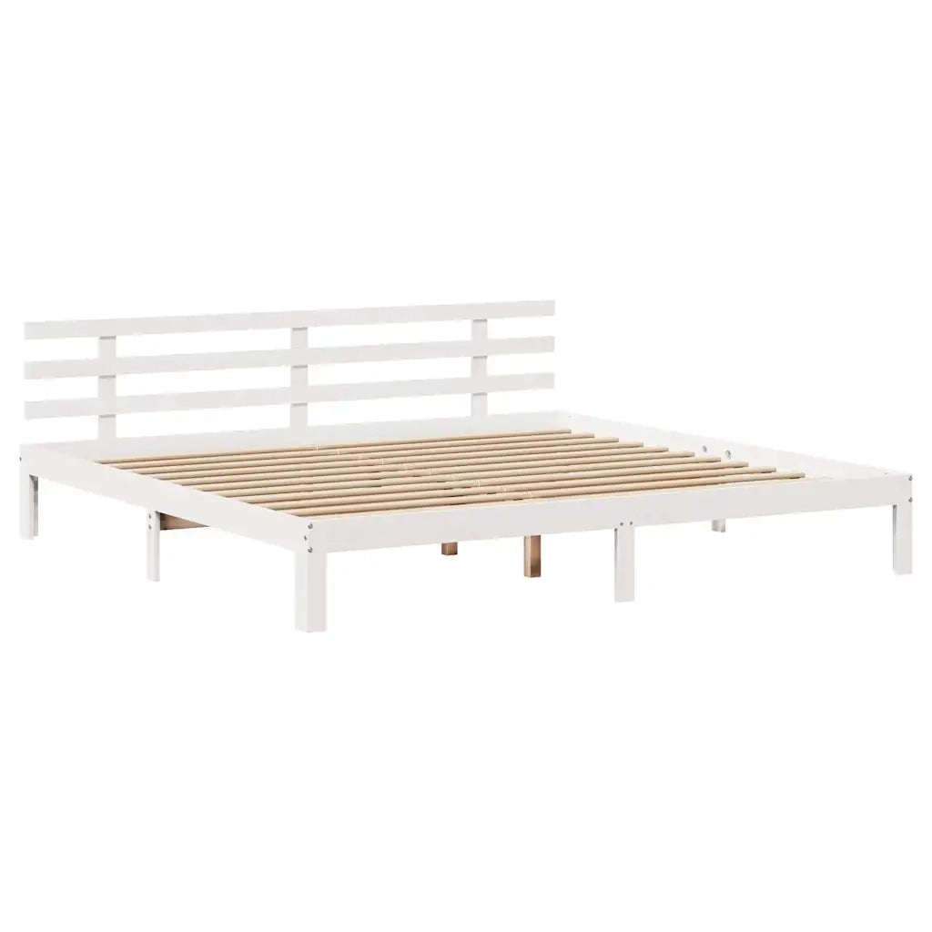 Giroletto con Cassetti Bianco 200x200 cm Legno Massello di Pino 3302019