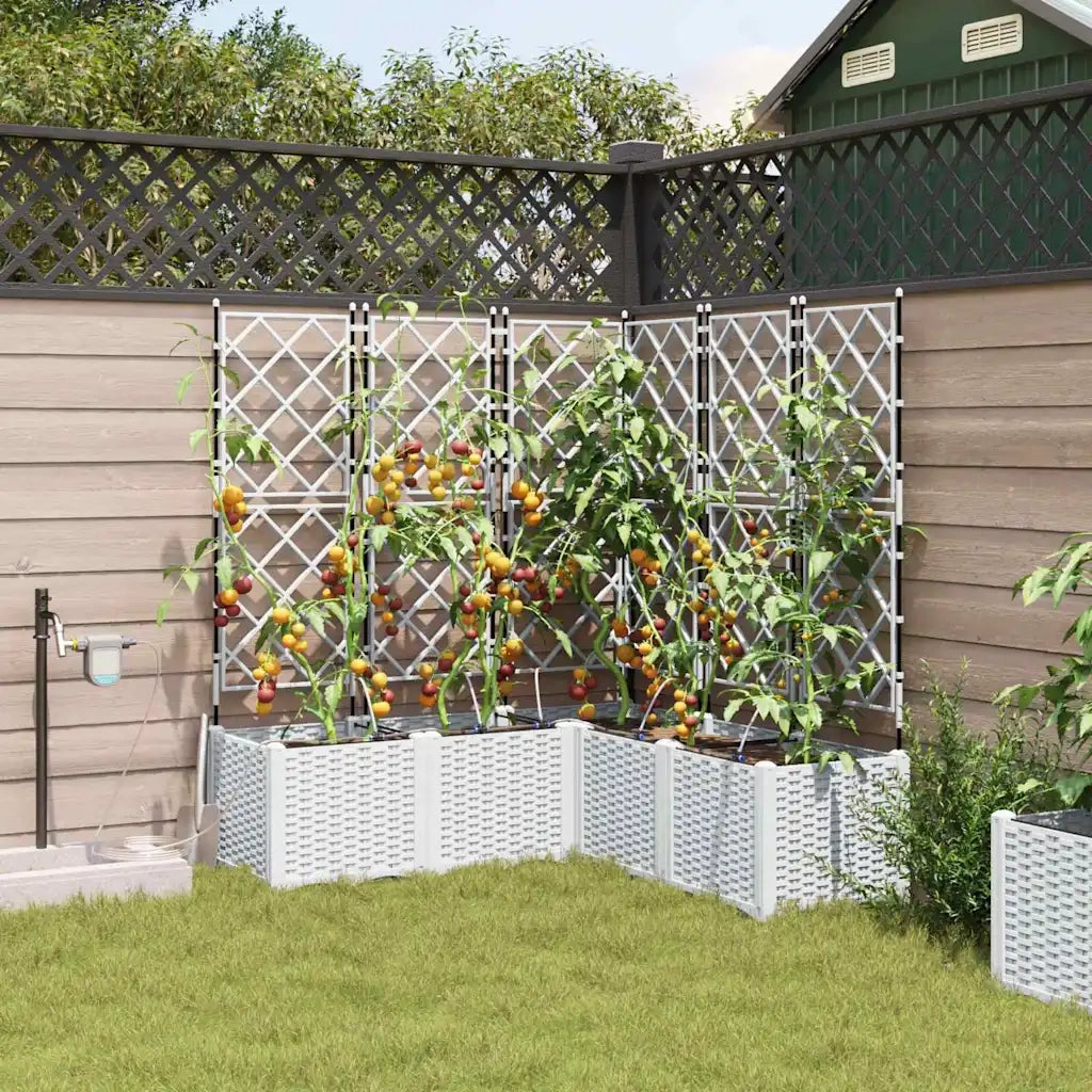 Vaso da giardino 5 pz-Set di 5 Fioriera da Esterno-Contenitore per Piante Bianco Acciaio 789075