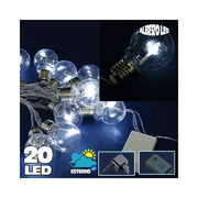 Trade Shop - Catena Luminosa 20 Bulbi Forma Lampadina Trasparente A Led Bianco Freddo Albero -