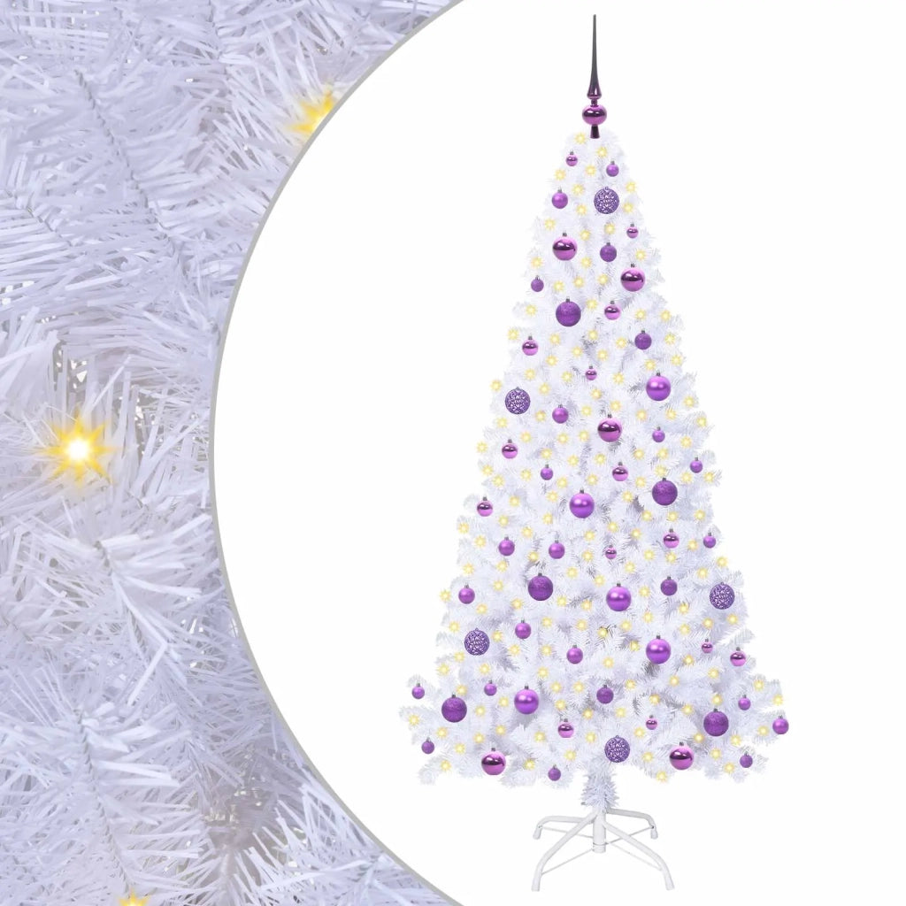 Albero di Natale Artificiale-Albero Natalizio Bianco 180 cm PVC e Acciaio 700167