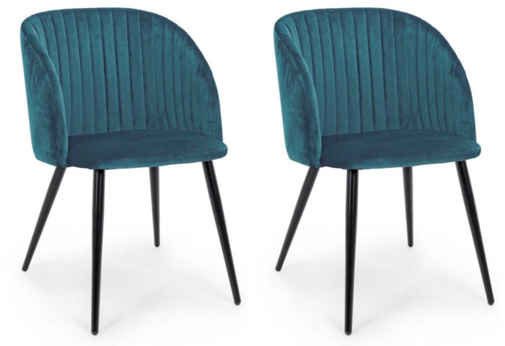 Set 2 Sedie 53x57x81,5h cm Queen Velvet Blu