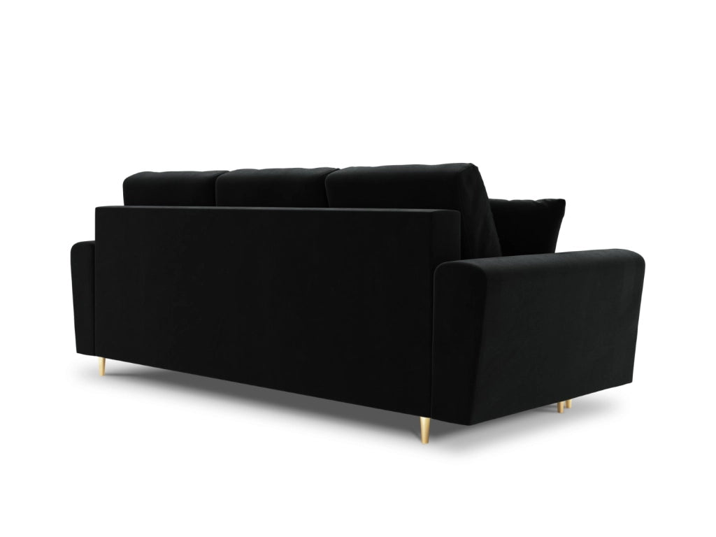 Cosmopolitan Design - Divano convertibile con contenitore "Kyoto" 3 posti in velluto nero 