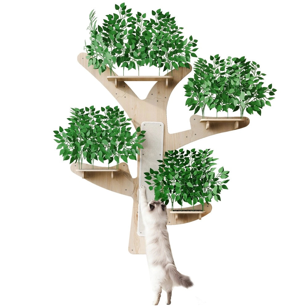 Albero graffiato per gatti - Zephmum- 155x210 cm- Pino massello con piattaforme