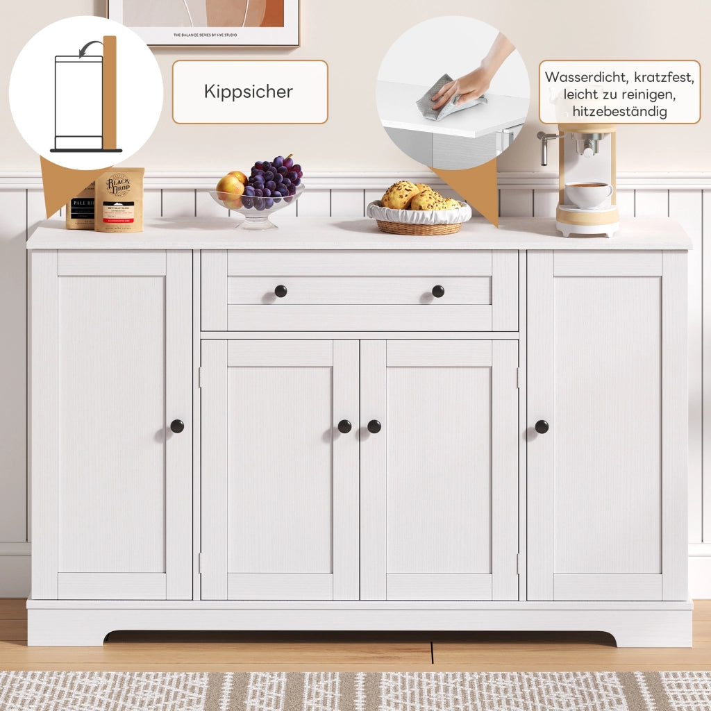 Credenza da cucina bianca in MDF con cassetto e ripiani