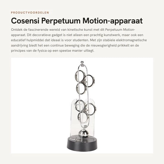 Apparecchio di moto perpetuo - Arte cinetica - Gadget educativo - Decorativo - Continuo movimento - Ideale per studenti - 28,9 x 12 x 10,1 cm