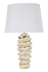 Lampada da Tavolo Glam Space 33x53x33 cm in Ceramica Bianco/Oro