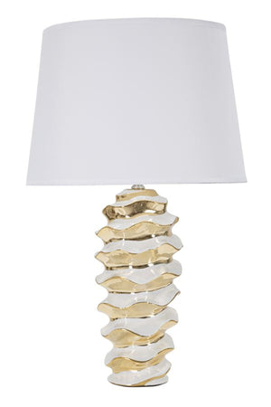 Lampada da Tavolo Glam Space 33x53x33 cm in Ceramica Bianco/Oro