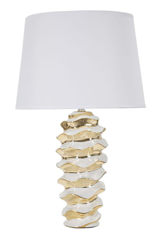Lampada da Tavolo Glam Space 33x53x33 cm in Ceramica Bianco/Oro