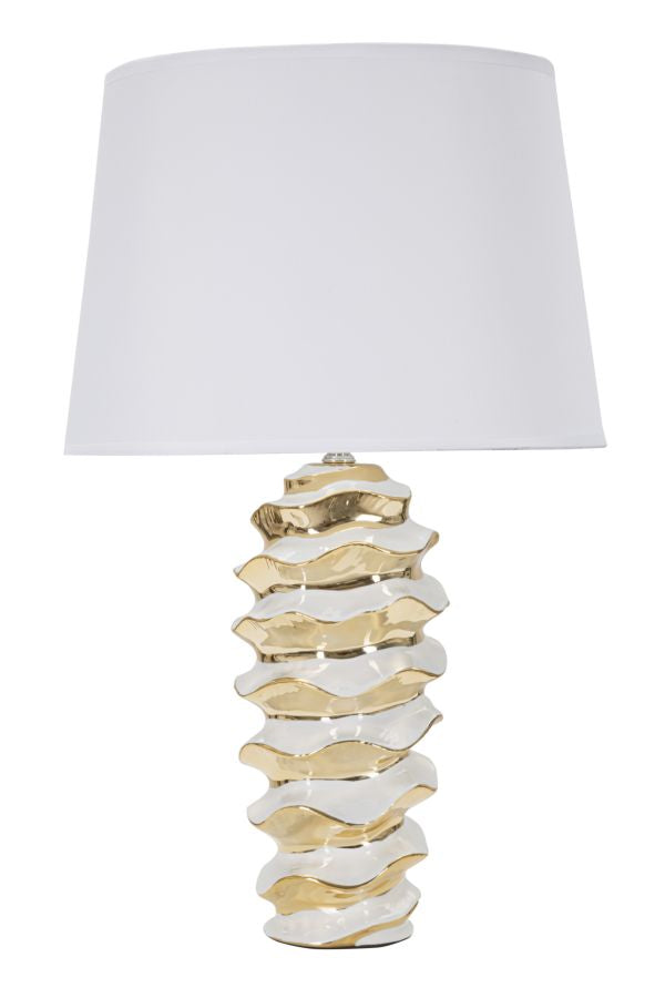 Lampada da Tavolo Glam Space 33x53x33 cm in Ceramica Bianco/Oro