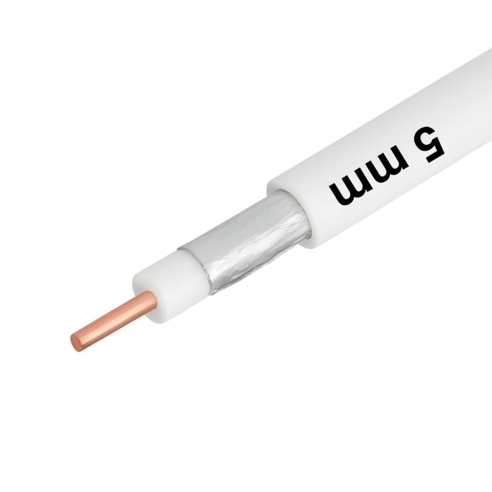Bobina cavo tv Ø5 mm in rame puro 75 ohm da 25 metri per interni protetti