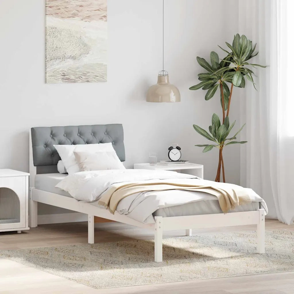 Letto singolo | Letto per adulti | Struttura del Letto Bianco e grigio chiaro 75 x 190 cm