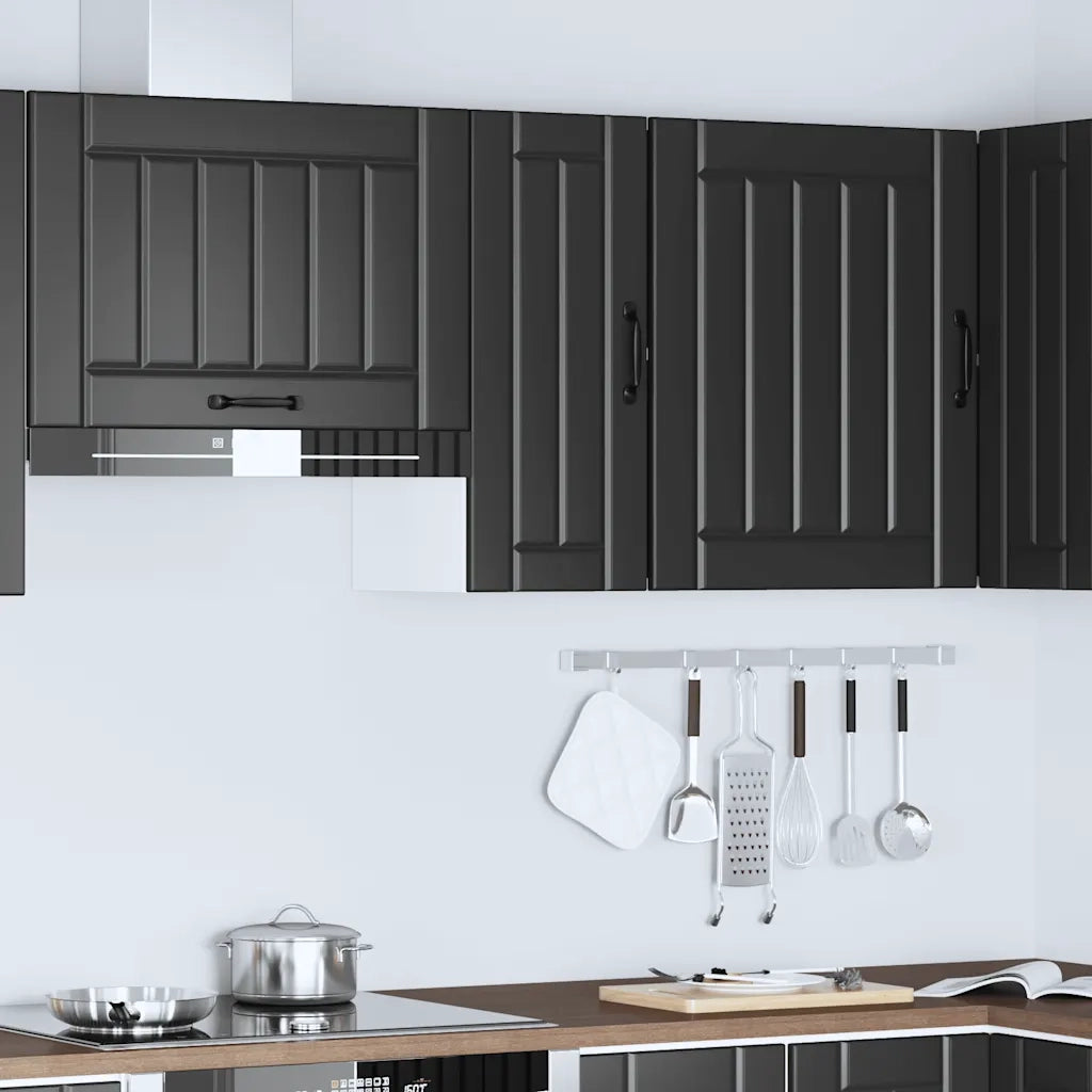Pensile da Cucina | Mobile da Cucina Lucca Nero in Legno Multistrato