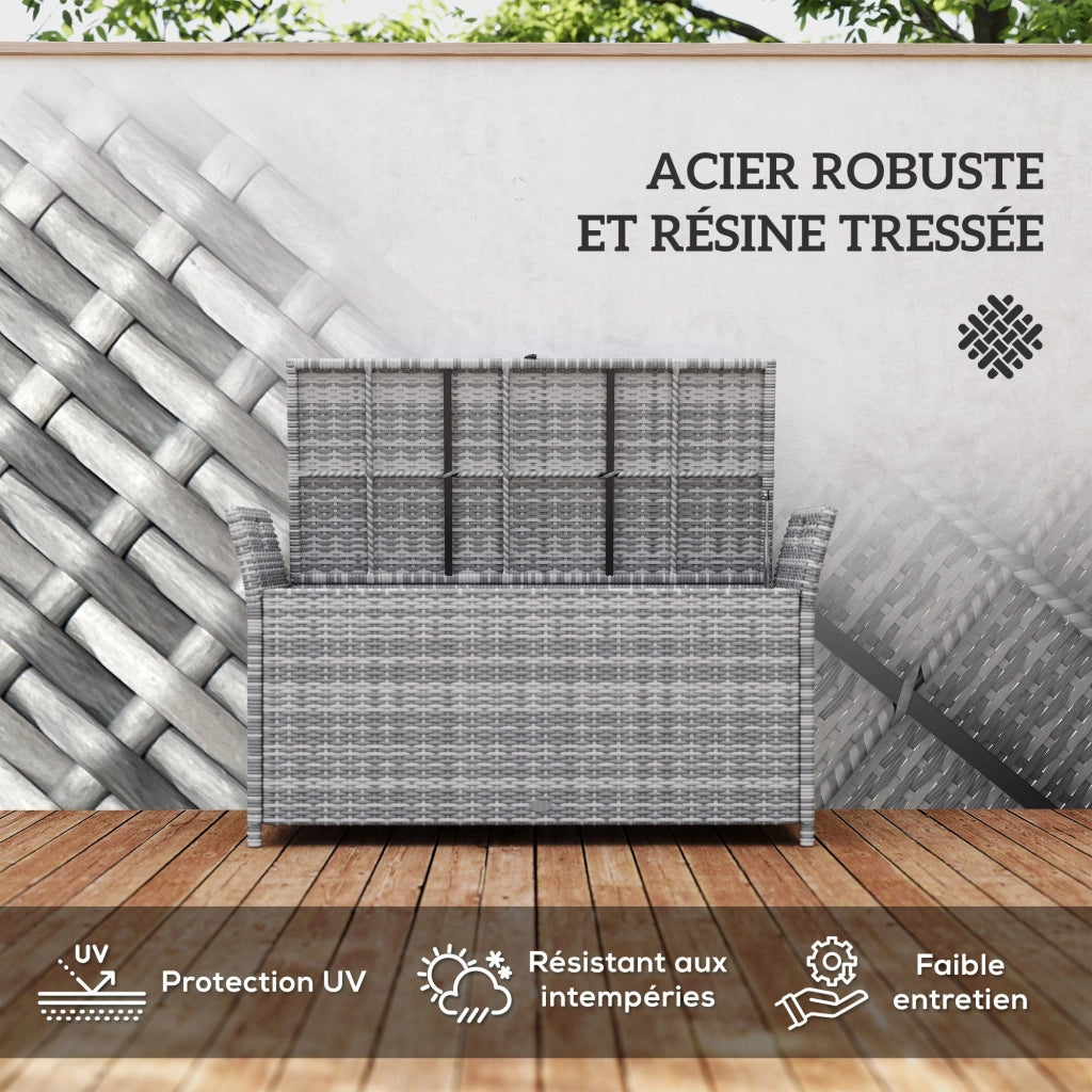 Banca con cuscino e contenitore da esterno in resina ¨C zephmum ¨C bianco 250L