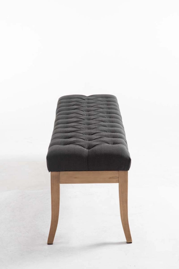Panca design RAMSES in legno chiaro antico tessuto grigio scuro,150 cm