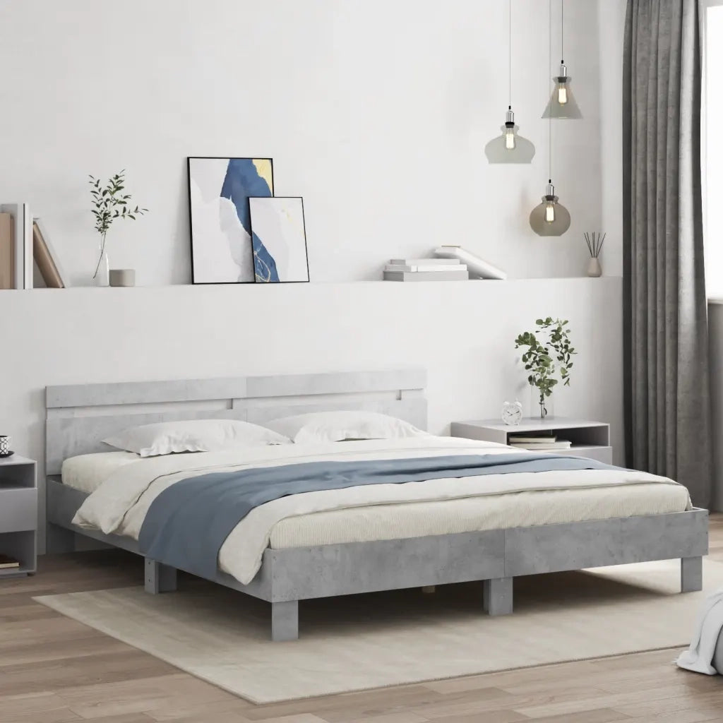 Giroletto con Testiera e LED Grigio Cemento 200x200 cmcod mxl 133988