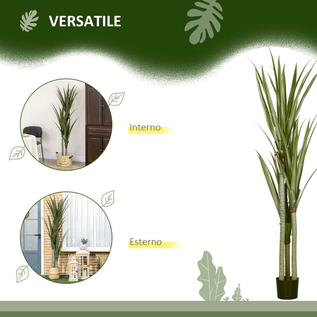 Pianta Artificiale di Yucca da 190 cm con 39 Foglie in Vaso Contenitore di PEVA e Cemento