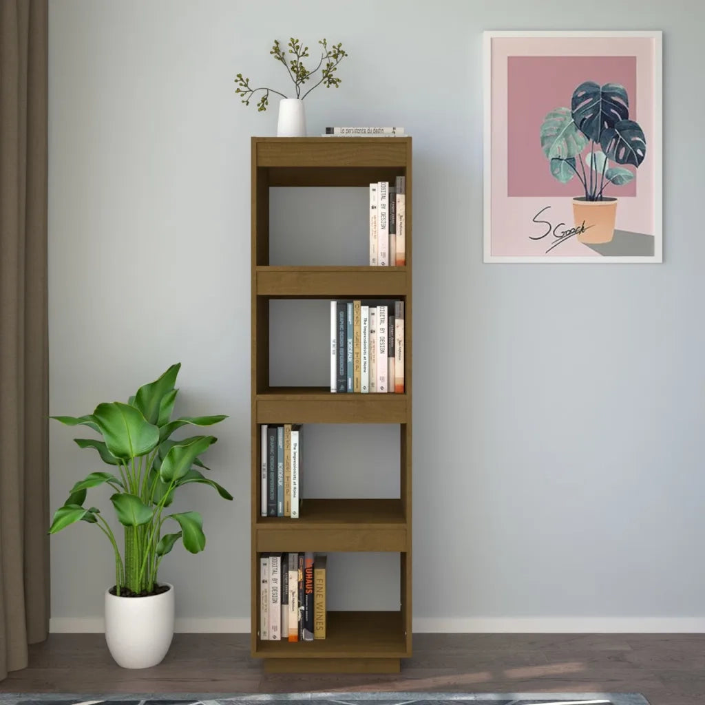 Libreria Divisorio-Scaffale per Libri-Mobile di Stoccaggio Ambra 40x35x135 cm in Legno Massello di Pino