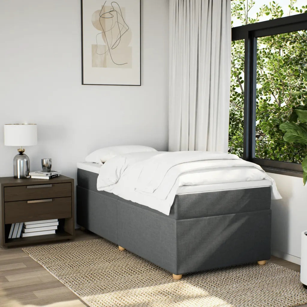 Giroletto a Molle con Materasso Grigio Scuro 100x200 cm Tessuto