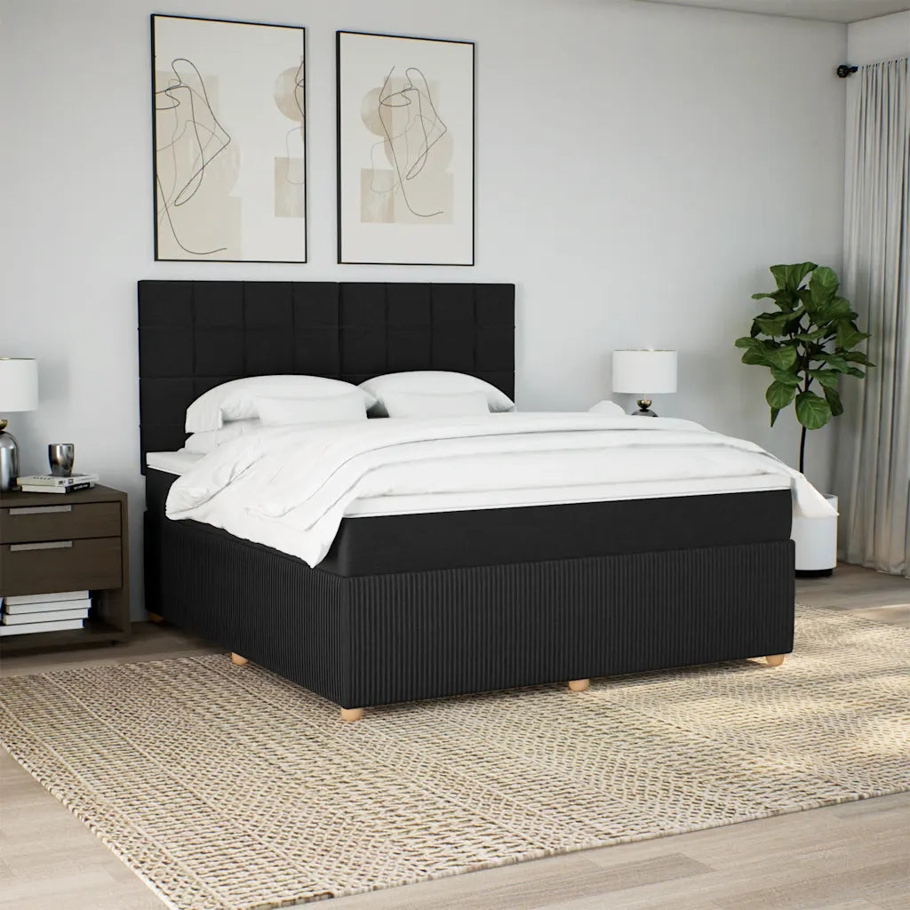 vidaXL Giroletto a Molle con Materasso Nero 180x200 cm in Tessuto