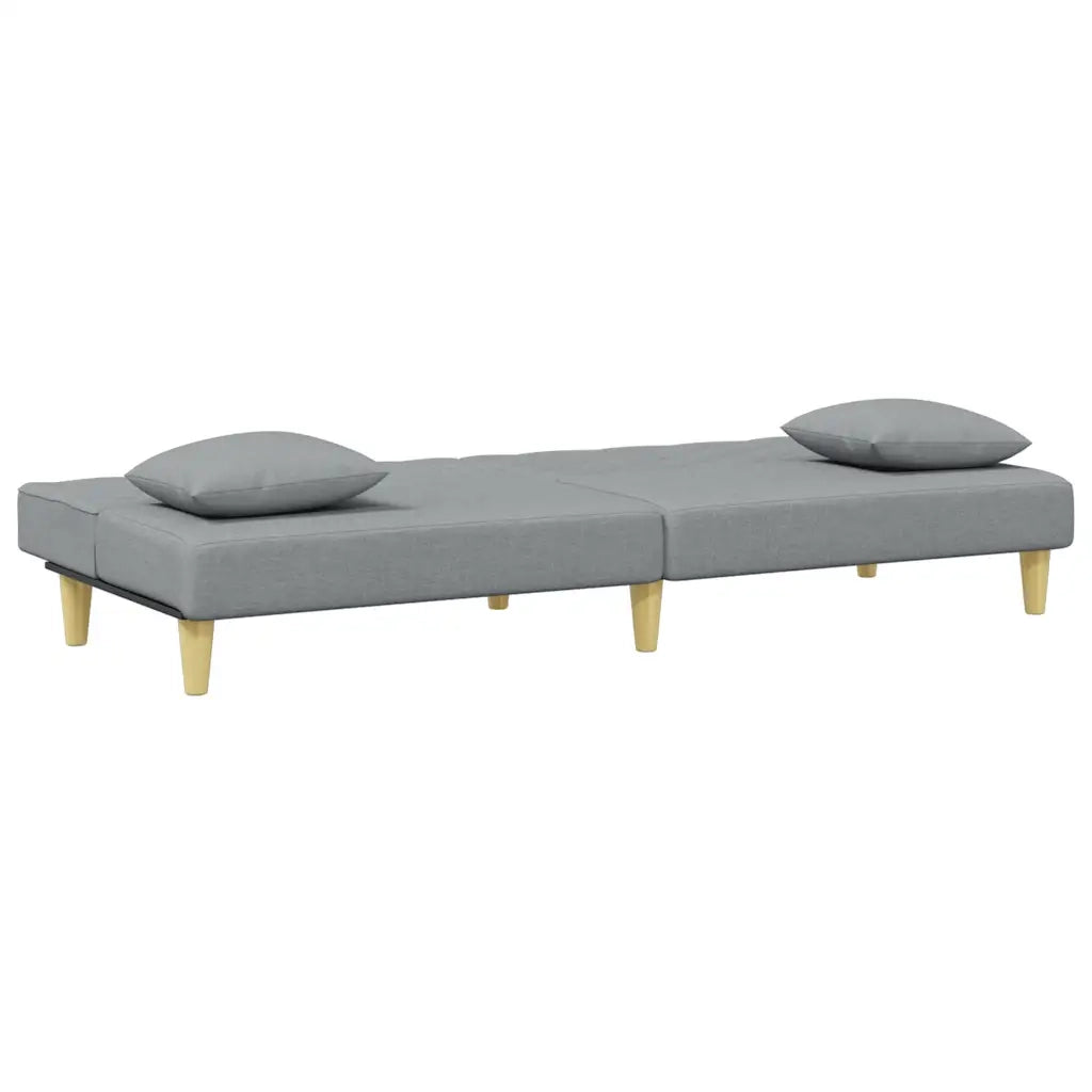 Divano Letto 2Posti Cuscini e Poggiapiedi-Sofa Letto 2 Posti-Daybed Grigio Chiaro Tessuto 723341