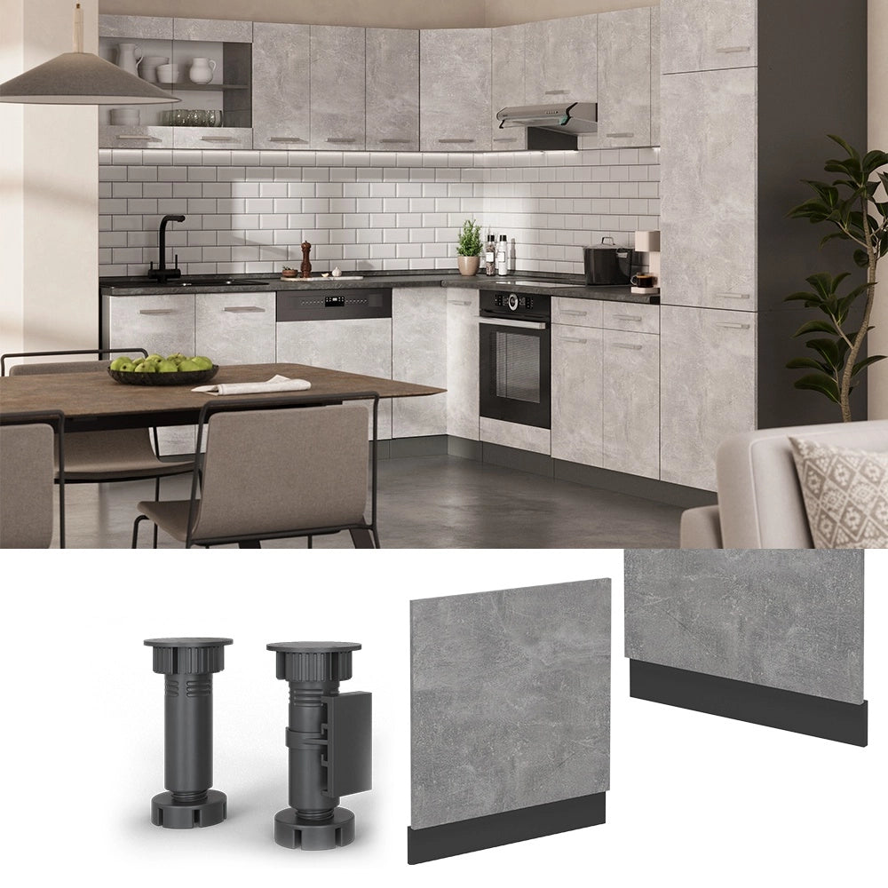 Pannello frontale R-Line Calcestruzzo/Antracite 60 cm senza piano di lavoro Vicco