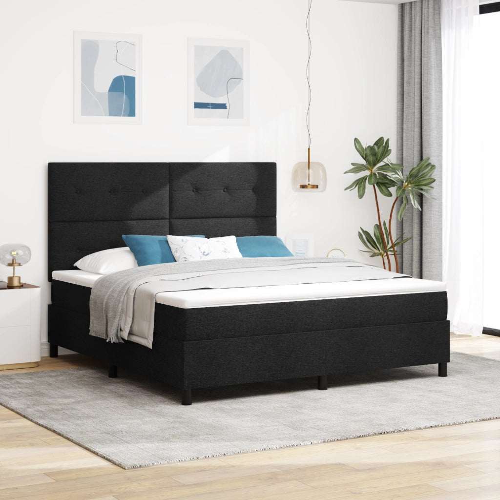 Letto a Molle con Materasso e LED Nero 180x200 cm Tessuto