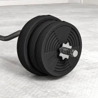 Set di pesi 25 kg totale e bilanciere con presa antiscivolo, Ø 25x120 cm, Nero