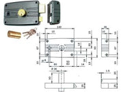 SERRATURA PORTE FERRO C/QUADRO CATEN. E SCR. CIL. FISSO S/AL. 485/486- - mm.60 DX (485603) - 2 pezzi ISEO