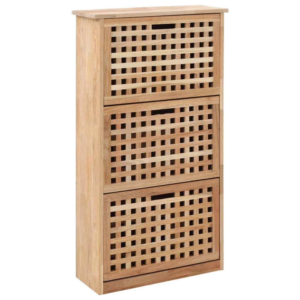 Scarpiera mobiletto portascarpe mobile per ingresso/corridoio/soggiorno 55 x 20 x 104 cm legno massello di noce marrone 02_0021391